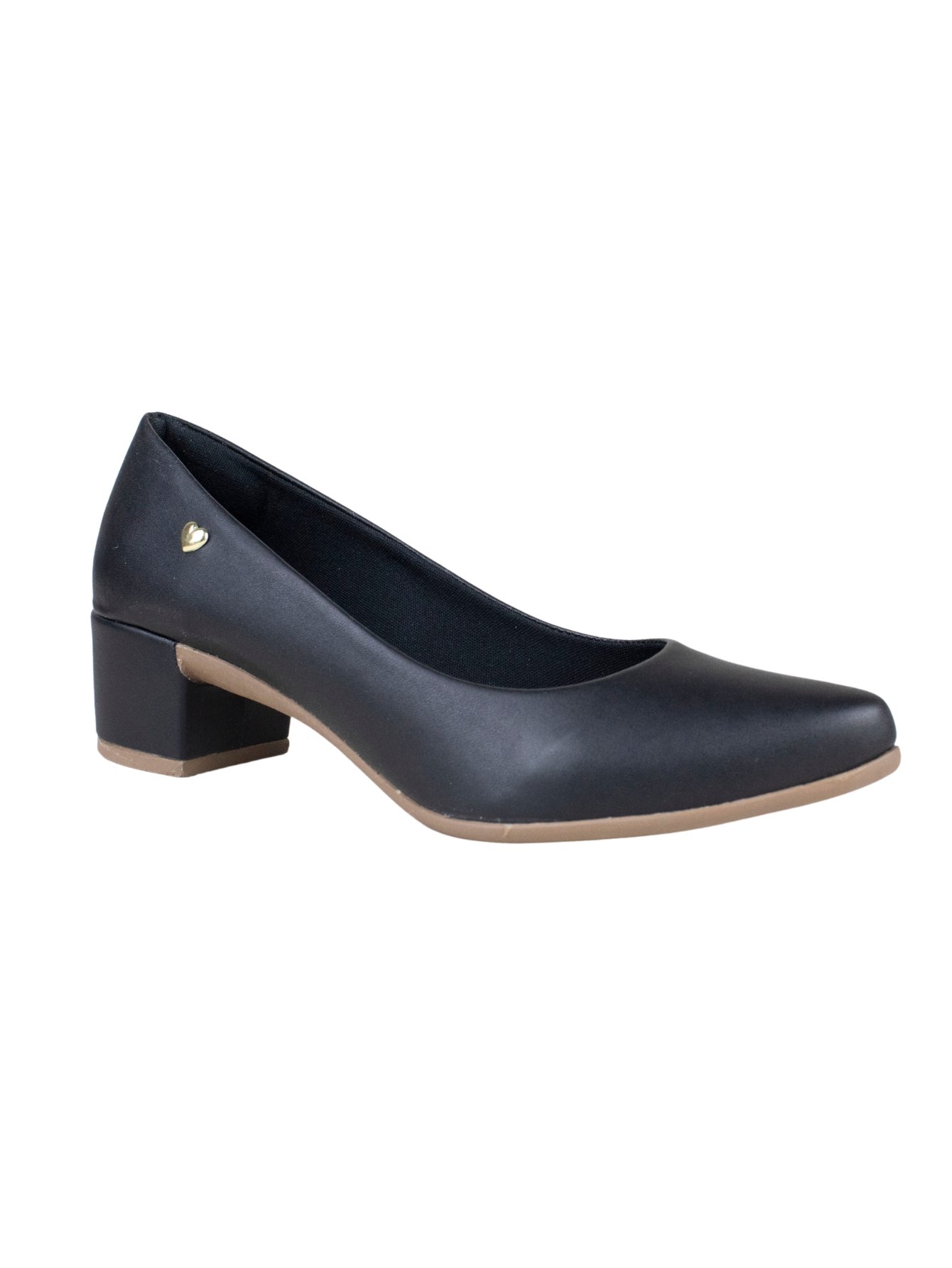 Sapato Social Scarpin Feminino Bico Fino Salto Grosso Preto AZZAV